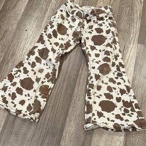 Rock & Roll Cowgirl Kids Brown Cow Print Flared Jeans